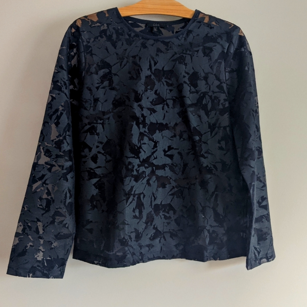COS Navy Semi-Sheer Top